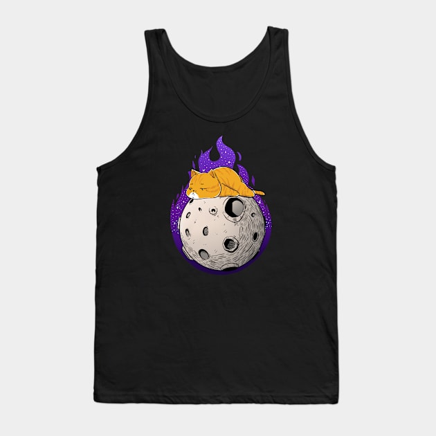 Lazy Time on the Moon Tank Top by Artthree Studio